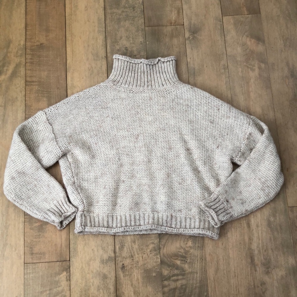 Anthropologie Ivory Mock Neck Sweater